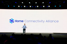 Samsung's Mark Benson announces the Home Connectivity Alliance at the CES 2022 opening keynote